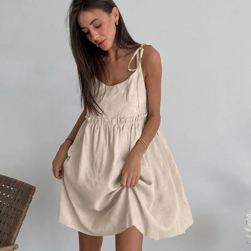 Silvia Minimalist Loose, Soft Suspender Dress Elevated Occasion Wear