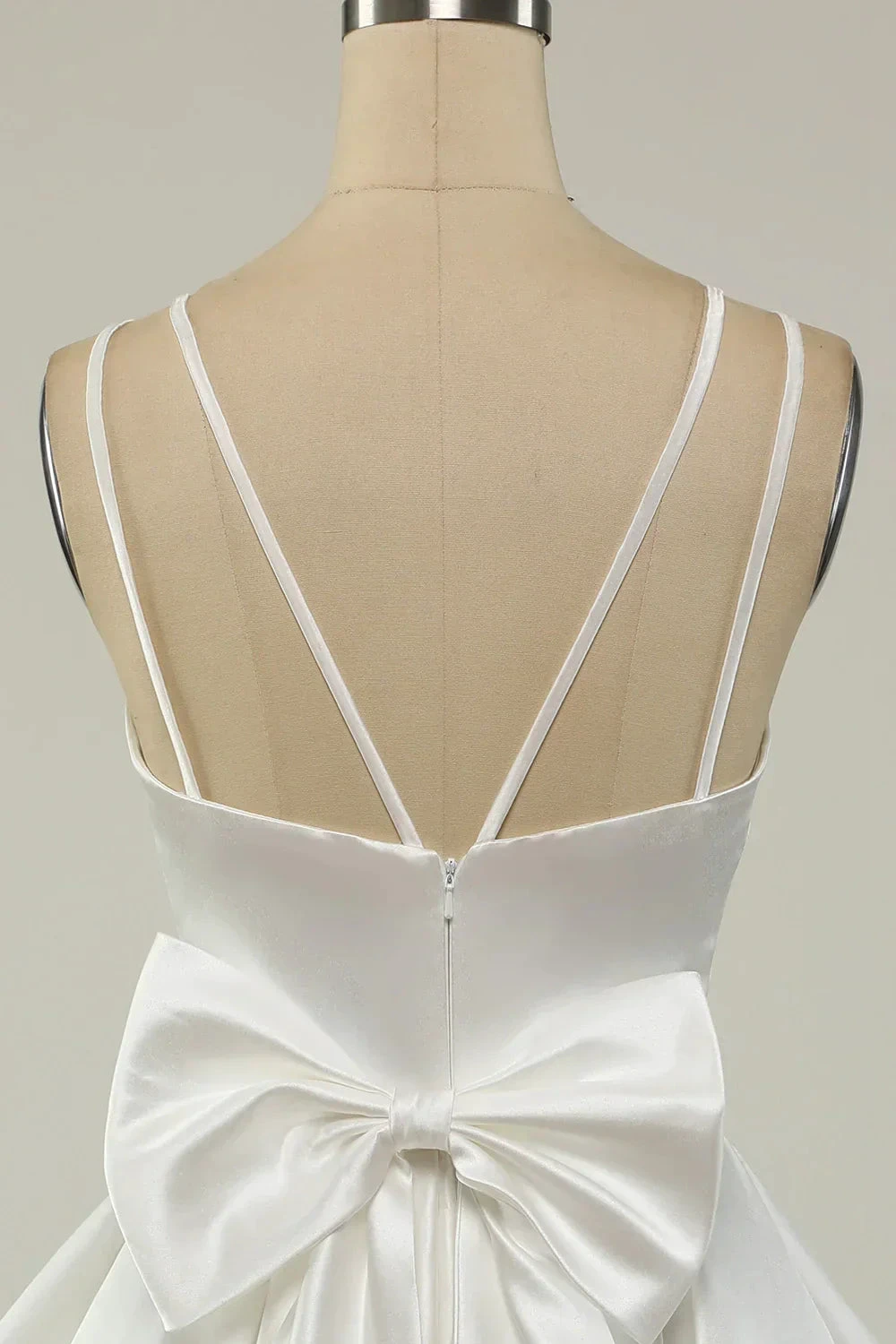 White Satin A-line Graduation Dress White Short Homecoming Dress (ZD12343)