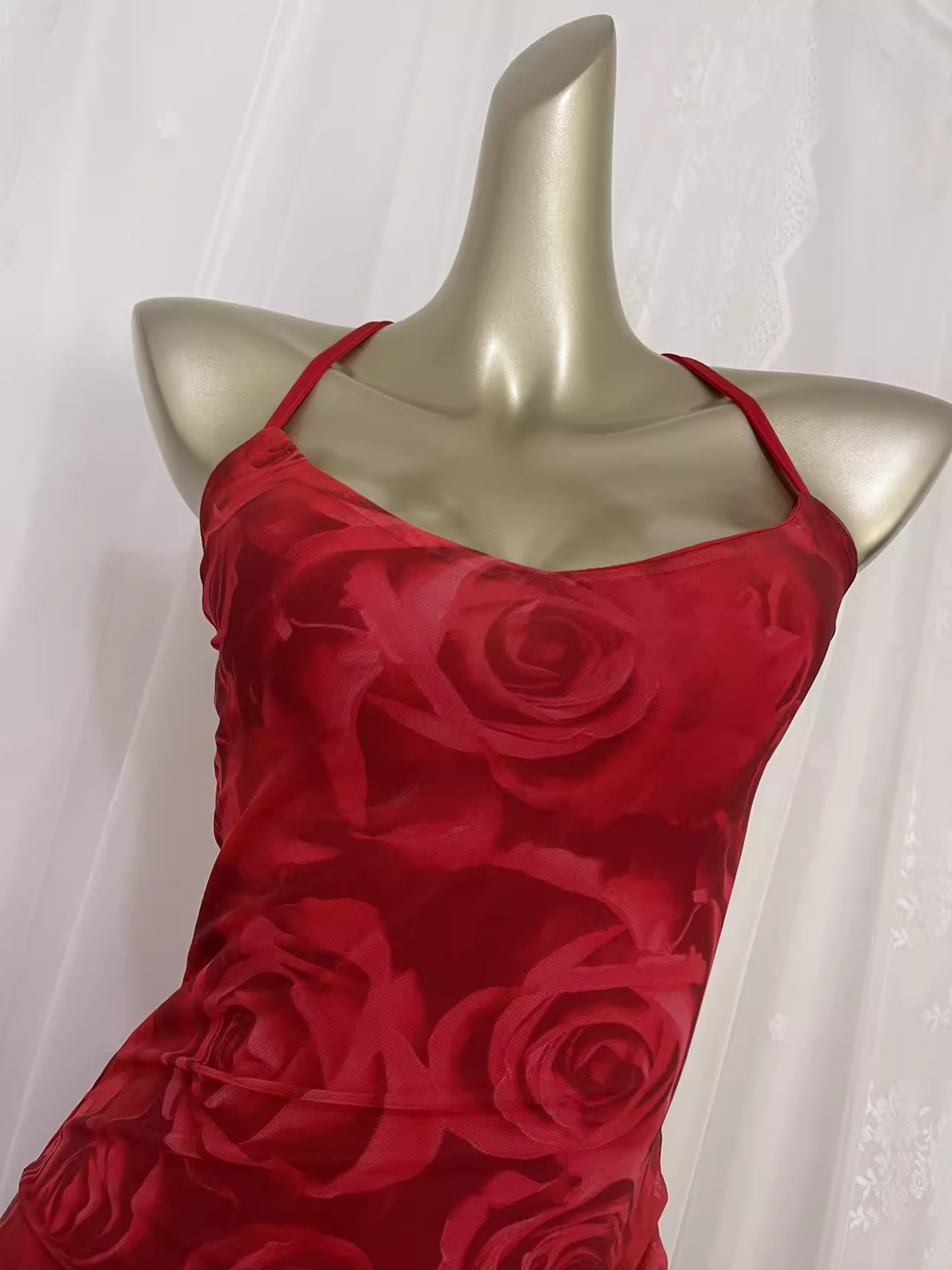 Vintage Sheath Straps Floral Red Travel Vacation Beach Dress Short Birthday Dress - View 4 | FashionDia