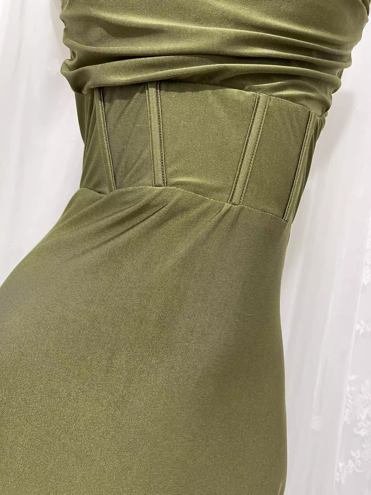 Simple Sheath Halter Green Long Vacation Dress Birthday Outfits - View 4 | FashionDia