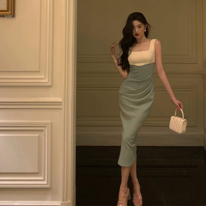 Sexy Sheath Straps Green Satin Prom Dresses Birthday Outfits Evening Gown