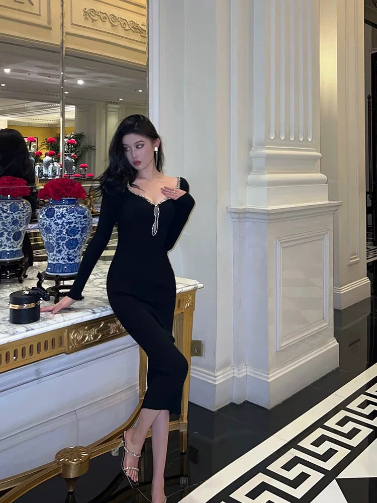 Classy Sheath Black Prom Dresses Birthday Outfits Evening Gown