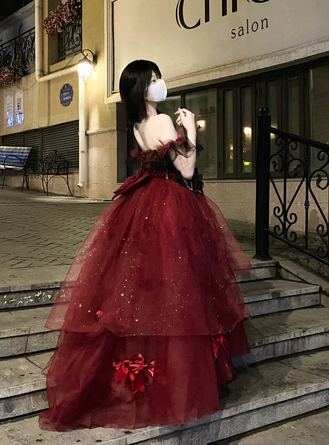 Sexy Ball Gown Strapless Burgundy Tulle Birthday Dresses Night Party Dress