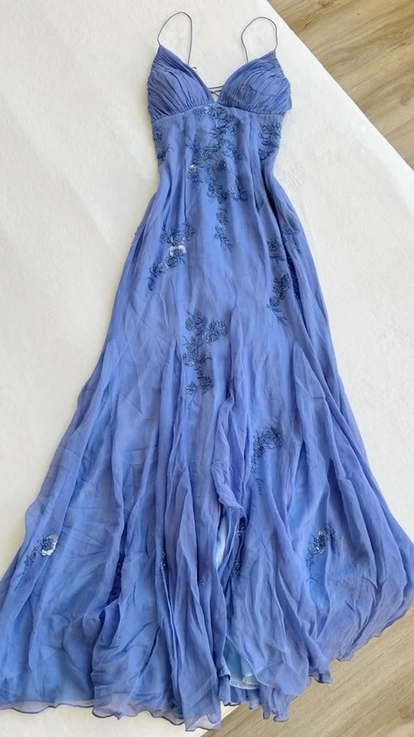 Pretty Mermaid Spaghetti Straps Lilac Long Prom Dresses Party Dress - View 5 | FashionDia