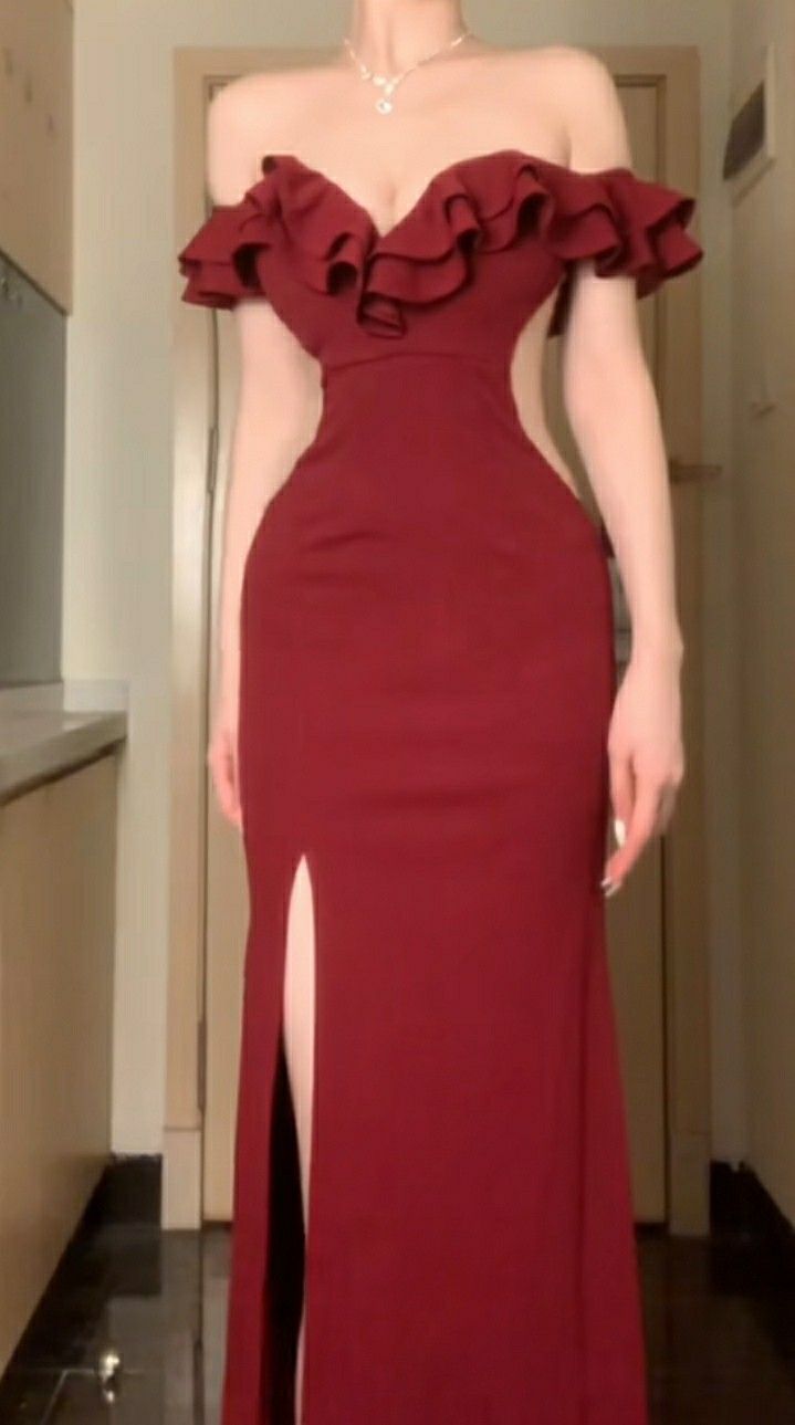 Simple A-Line Off The Shoulder Satin Long Prom Dress Burgundy Formal Evening Dress