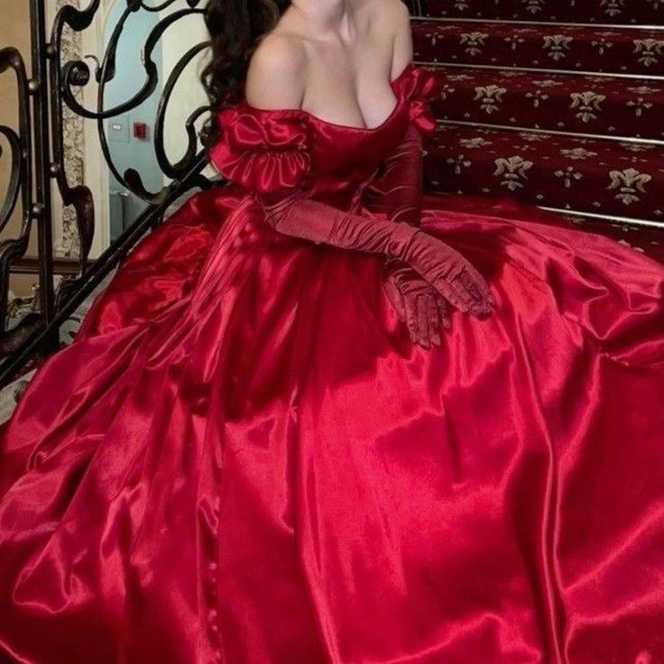 Classy Ball Gown Off-the-Shoulder Burgundy Satin Evening Gown Prom Dresses - FashionDia