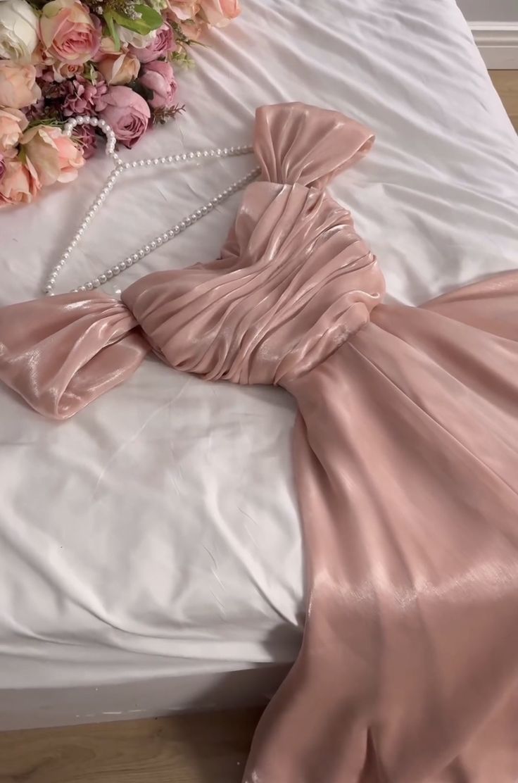 Classy A-Line Off-the-Shoulder Burgundy Satin Evening Gown Prom Dresses - FashionDia