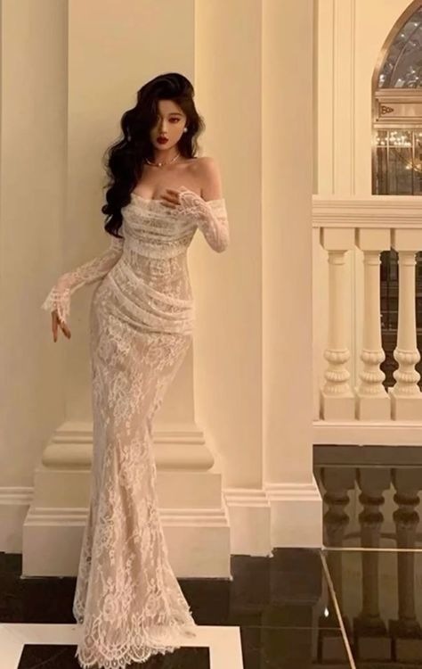 Classy Sheath Off-the-Shoulder White Long Sleeves Prom Dresses - FashionDia