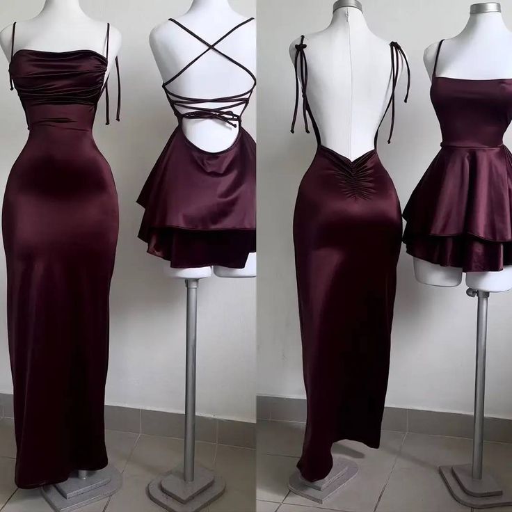 Sexy Mermaid Spaghetti Straps Burgundy Long Evening Dress Backless Prom Dresses