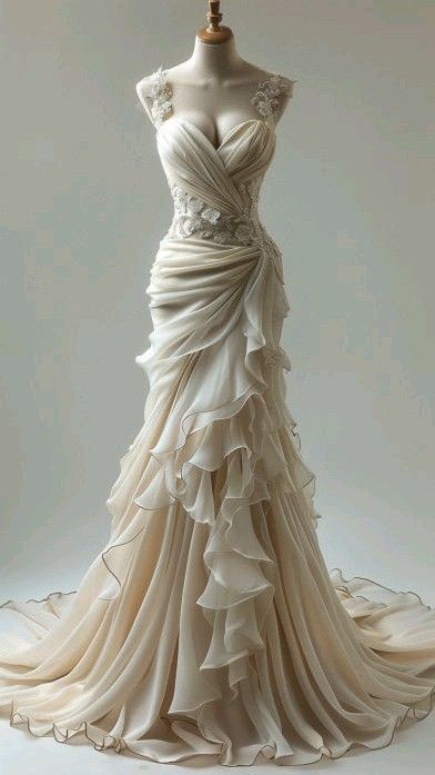 Vintage Mermaid Sweetheart Chiffon Lace Long Wedding Dress - FashionDia