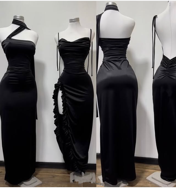 Sexy Mermaid Sleeveless Floor Length Backless Evening Dress Black Prom Dresses
