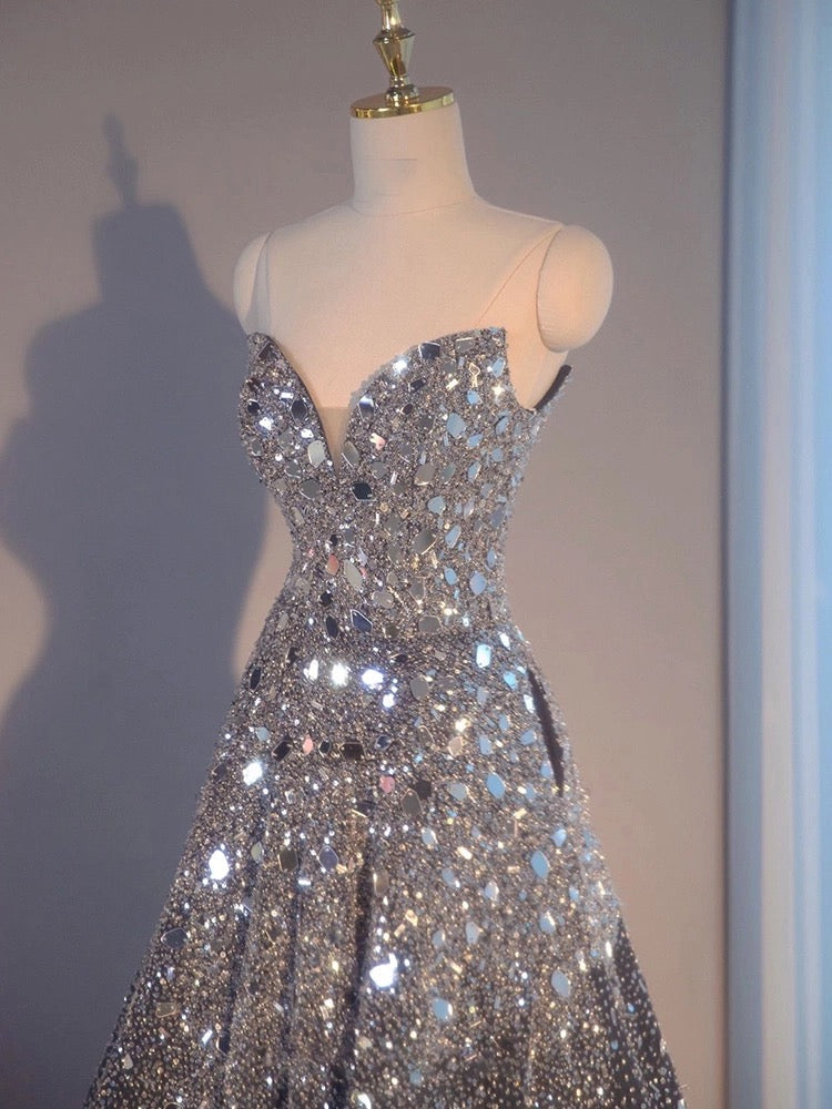 Sexy Ball Gown Sweetheart Sequin Long Evening Gowns Prom Dresses