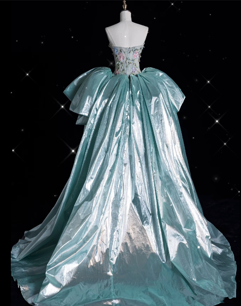 Modest Mermaid Sweetheart Satin Blue Party Dress Long Prom Dress Evening Dresses