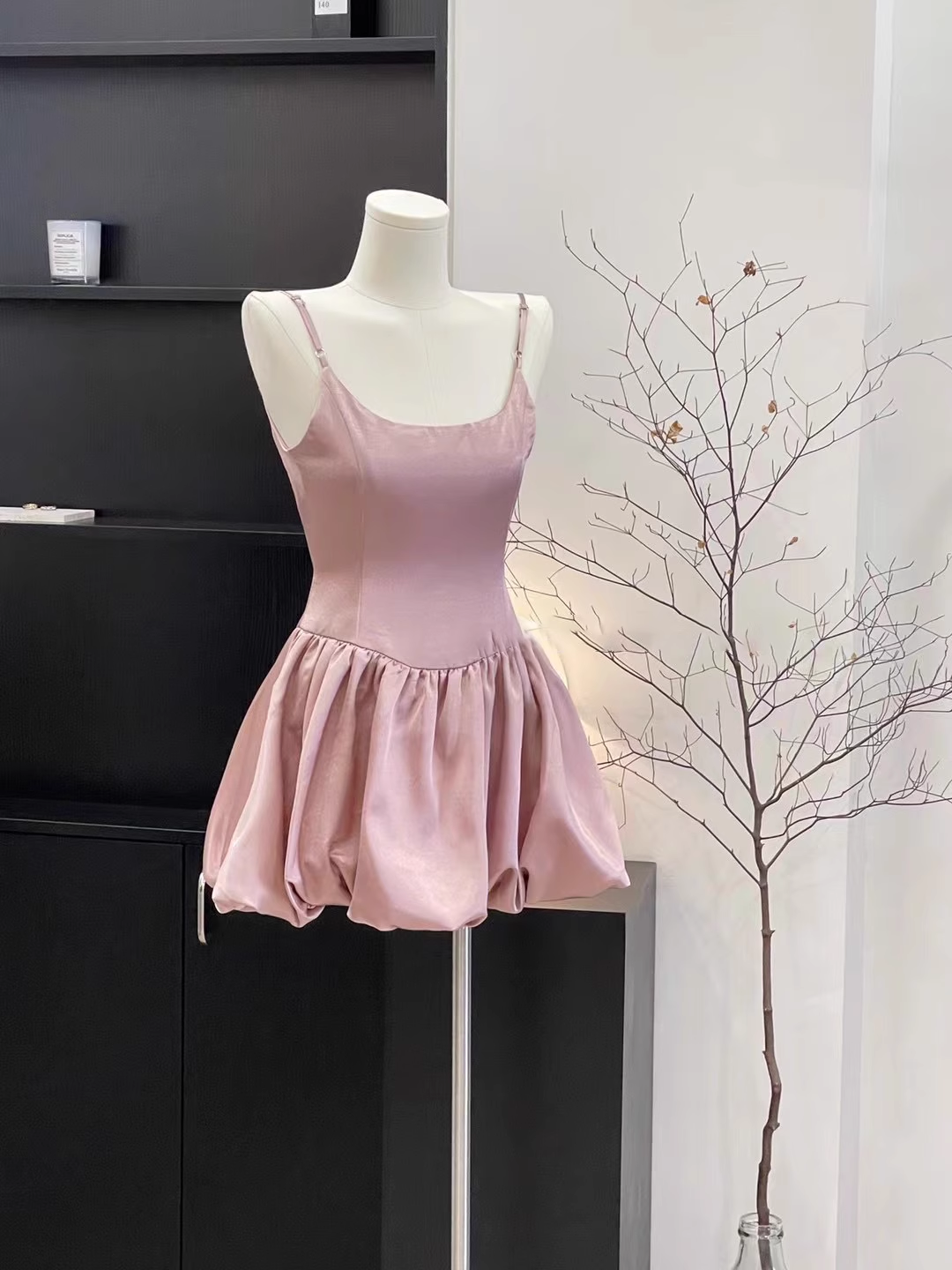 Cute A Line Spaghetti Straps Ruffled Pink Women's Short Holiday Dresses Homecoming Dress