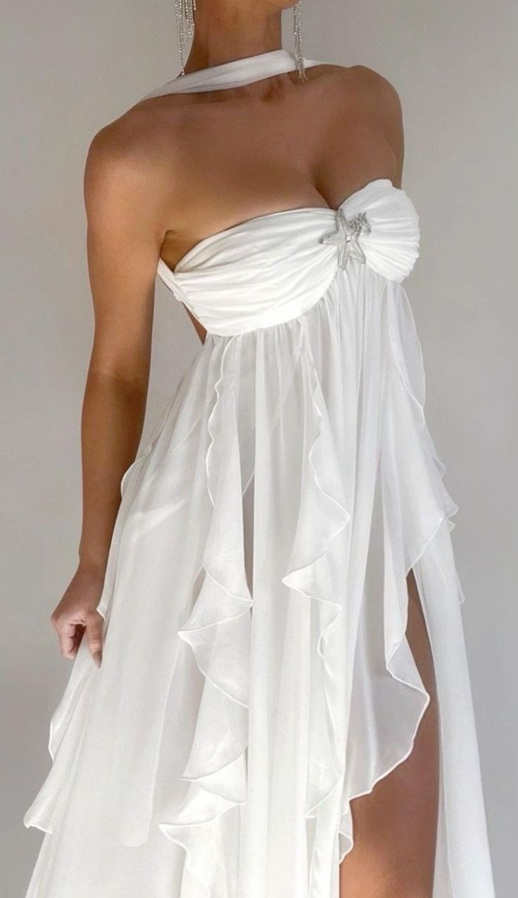 Sexy A Line Sweetheart Neckline Sleeveless White Chiffon Prom Dresses