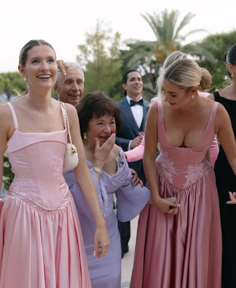 Elegant A-Line V Neckline Floor-Length Satin Long Pink Evening & Prom Dress - View 4 | FashionDia
