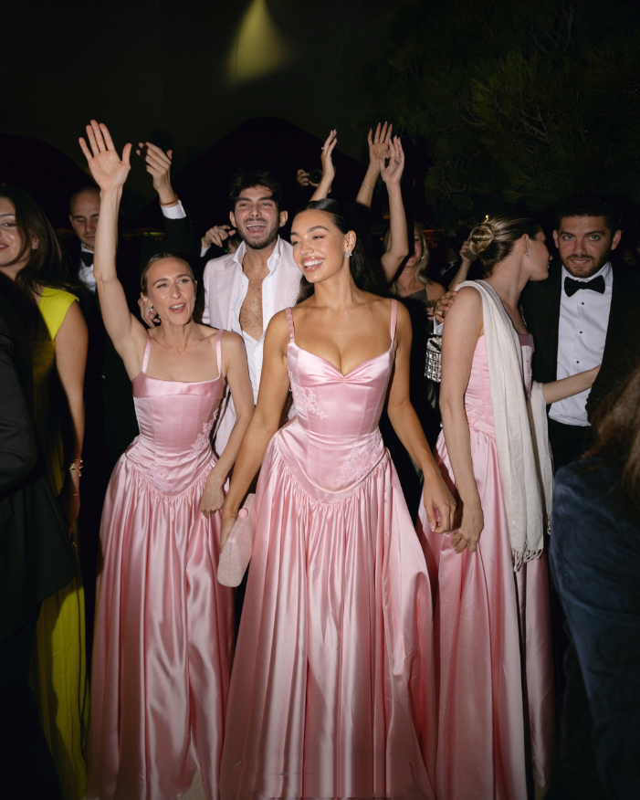 Elegant A-Line V Neckline Floor-Length Satin Long Pink Evening & Prom Dress - View 6 | FashionDia