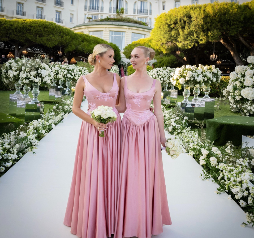 Elegant A-Line V Neckline Floor-Length Satin Long Pink Evening & Prom Dress - View 7 | FashionDia