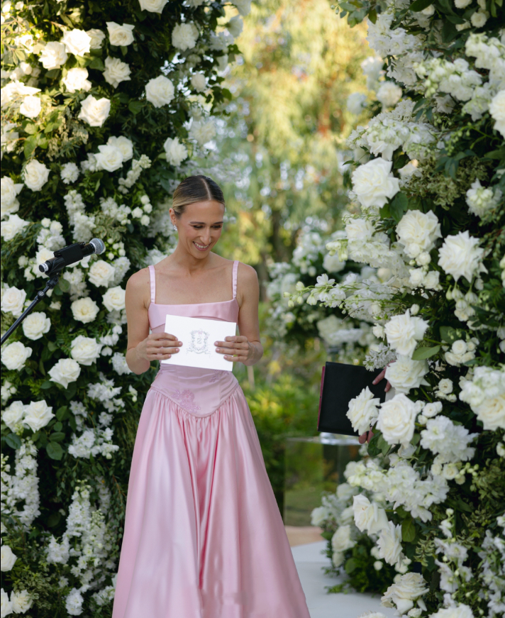Elegant A-Line V Neckline Floor-Length Satin Long Pink Evening & Prom Dress - View 9 | FashionDia
