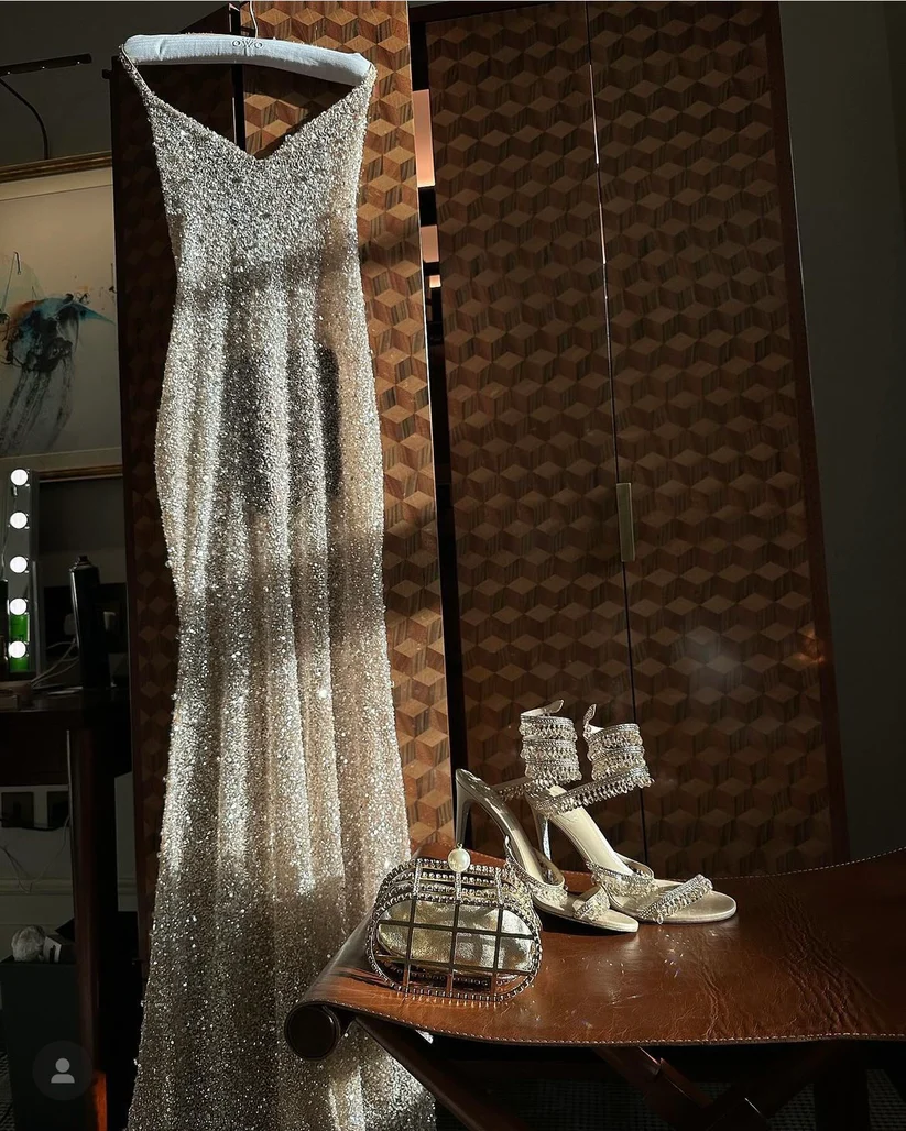 Pretty Mermaid Halter Neckline Long Sequin Champagne Party Dresses Prom Dress