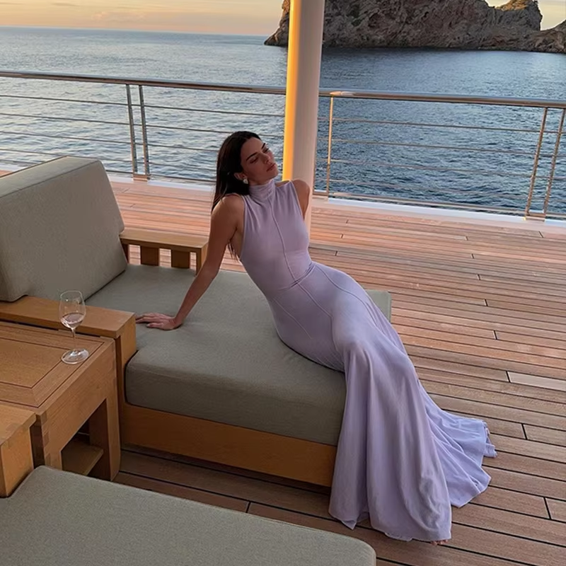 Classy Mermaid High Neckline Lilac Long Evening Dress Prom Dresses