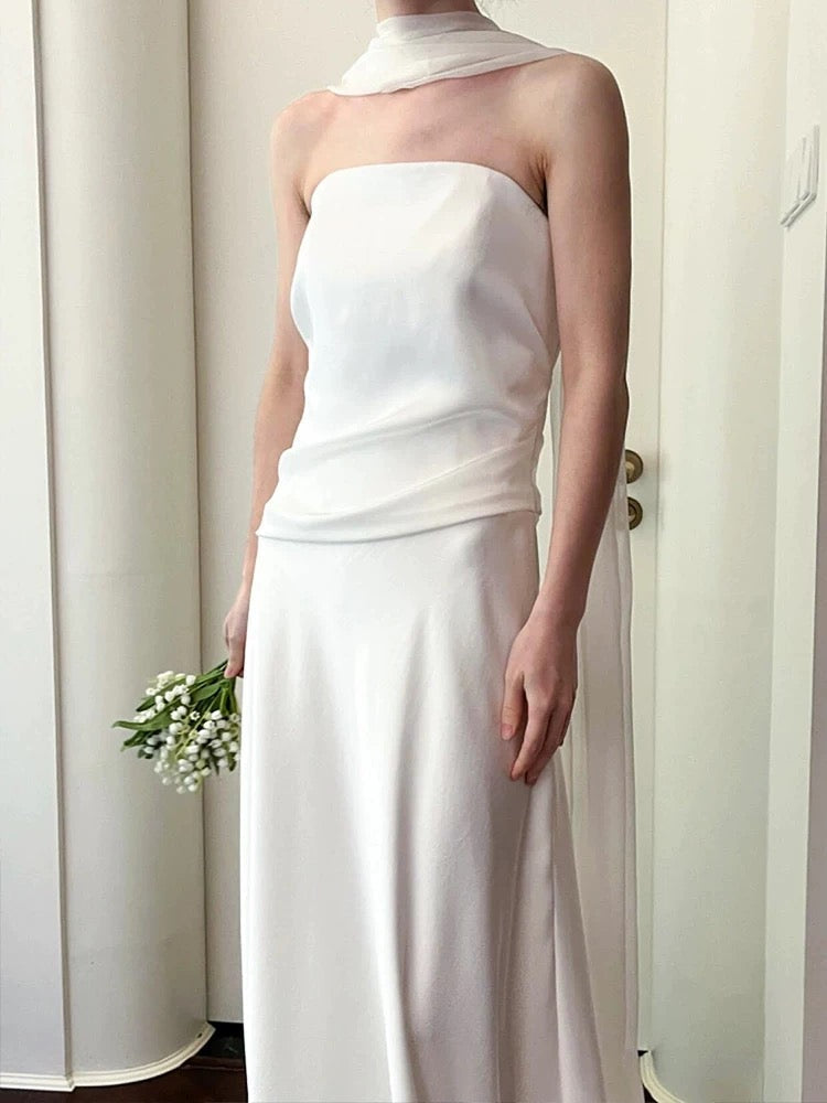 Unique Mermaid Strapless Pleats Satin Wedding Dresses Brides Dress - View 5 | FashionDia