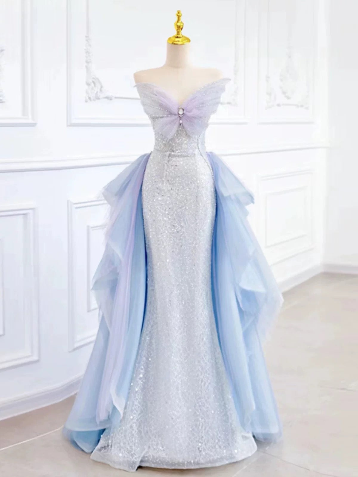 Pretty Mermaid Sweetheart Sequin Long Prom Dress Evening Dress Formal Dress