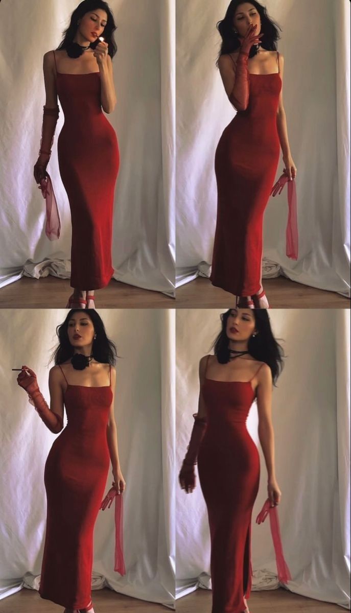 Pretty Mermaid Spaghetti Straps Red Prom Dresses Long Party Dress