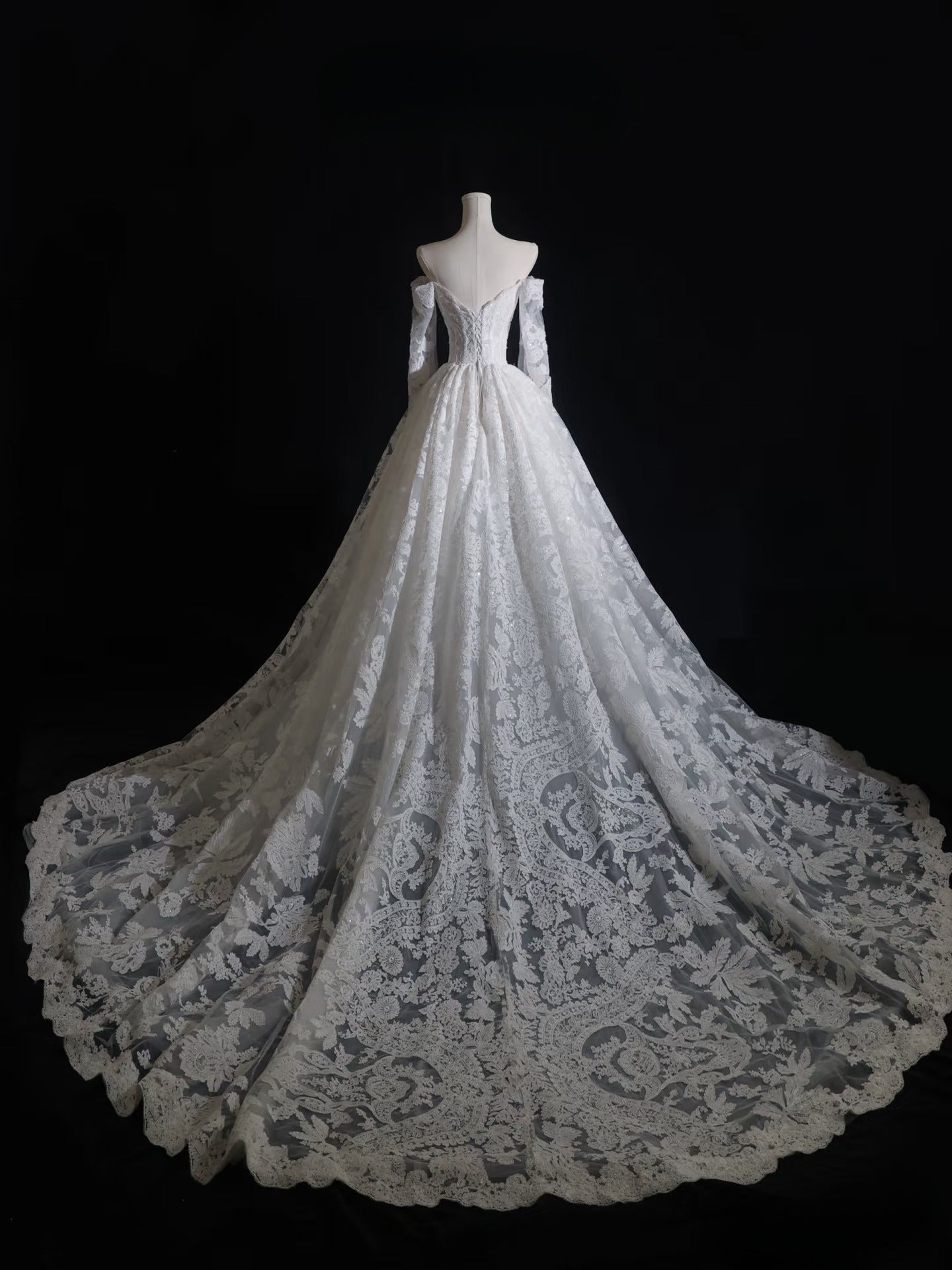 Timeless A line Off The Shoulder White Lace Long Sleeves Wedding Dresses Bridal Dress