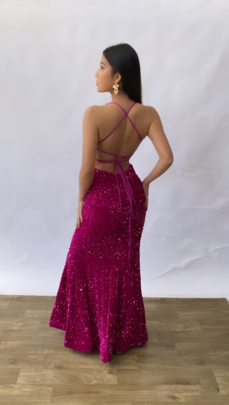 Beautiful Mermaid Spaghetti Straps Backless Sequin Long Party Dresses Prom Dress - View 2 | FashionDia