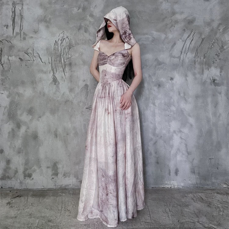 Pretty A-Line Spaghetti Straps Floral Long Prom Dresses Birthday Dress With Hat - View 4 | FashionDia