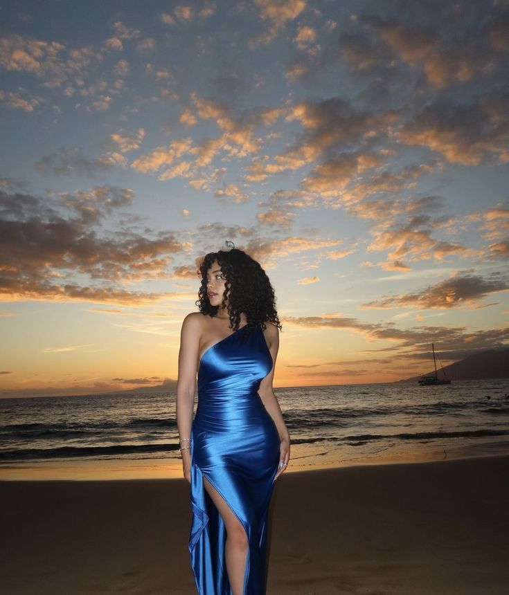 Classy Sheath One-Shoulder Sleeveless Satin Long Prom Dresses - FashionDia