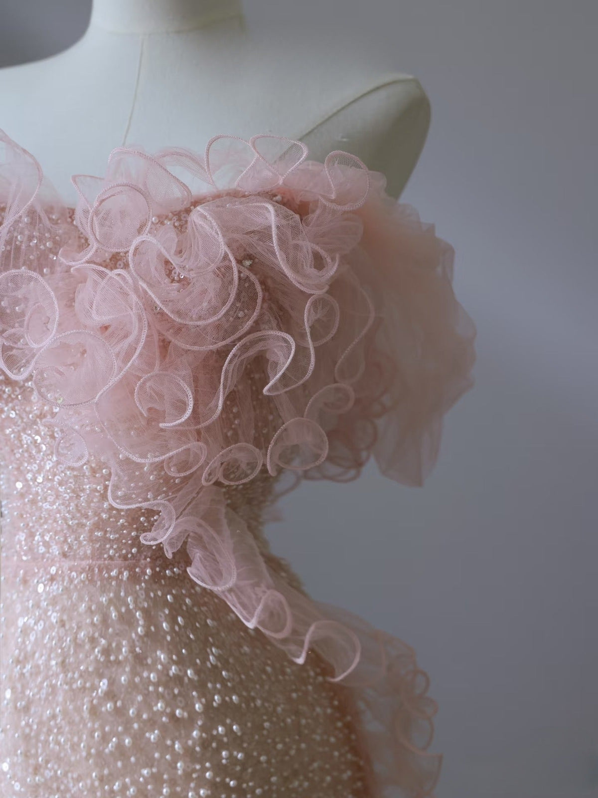 Classy Mermaid Strapless Pink Sequin Long Evening & Prom Dress - View 6 | FashionDia