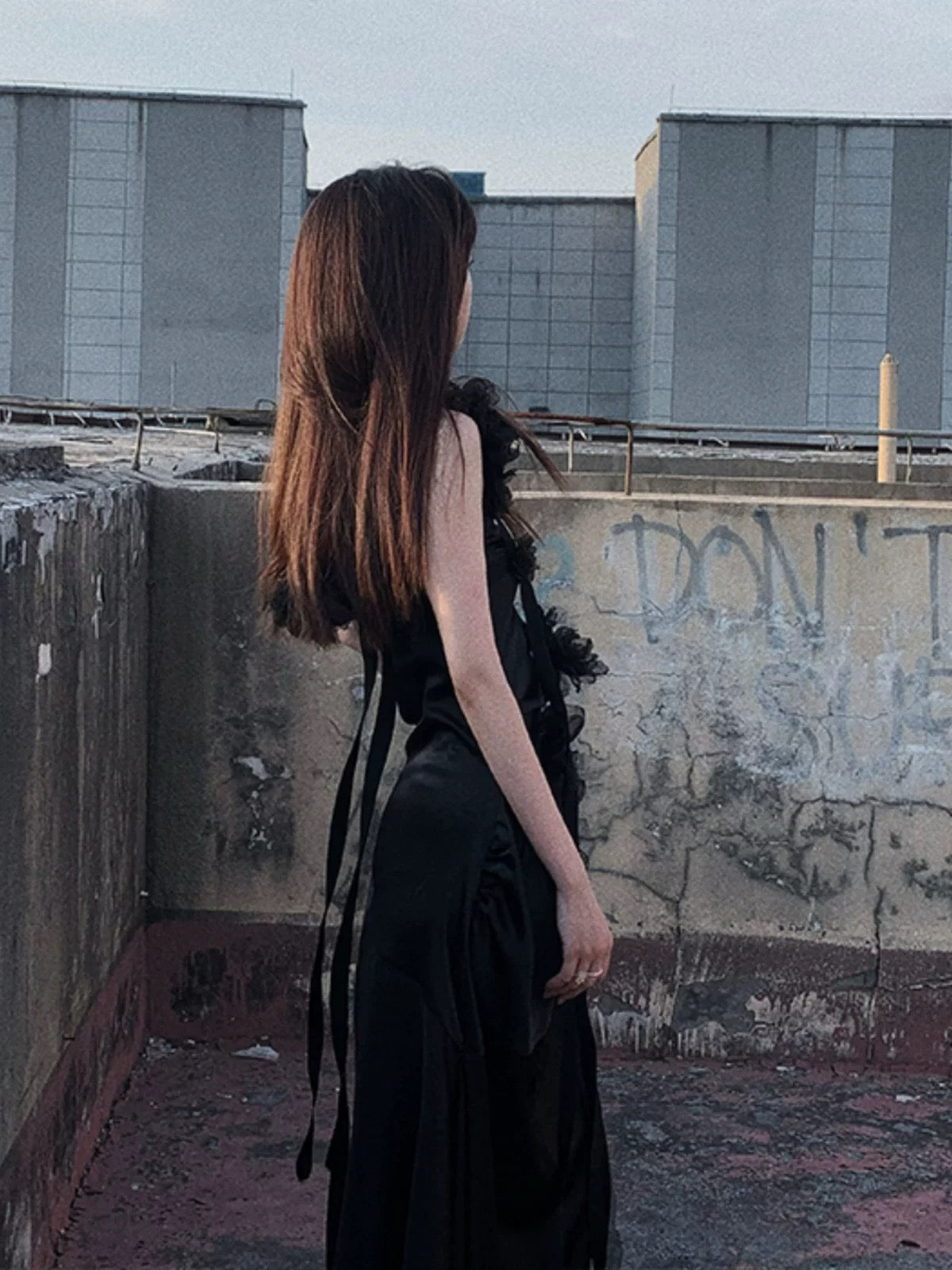 Chic A-Line Straps Black Long Prom Dresses Birthday Dress With Sleeves - View 5 | FashionDia