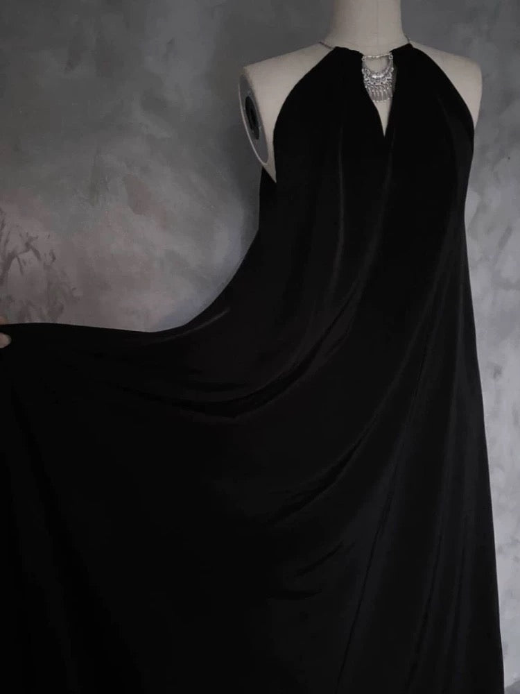 Pretty A-Line Halter Black Long Prom Dresses Birthday Dress - View 3 | FashionDia
