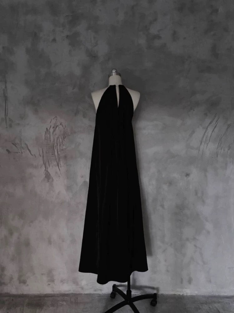 Pretty A-Line Halter Black Long Prom Dresses Birthday Dress - View 2 | FashionDia