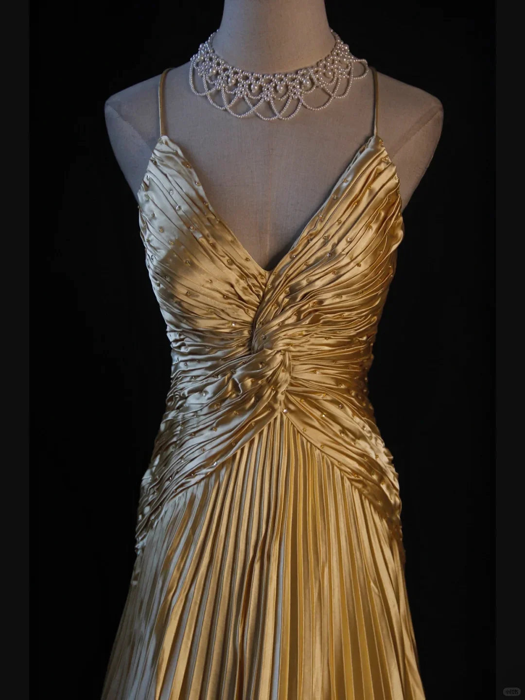 Classy A Line Halter Gold Satin Beads Long Evening Dress Prom Dresses