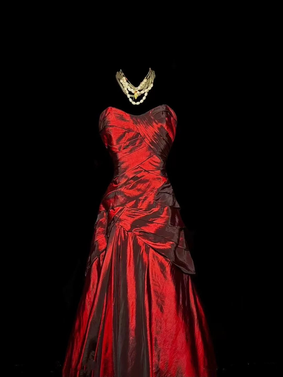 Gorgeous Mermaid Sweetheart Red Taffeta Long Evening Dress Prom Dresses