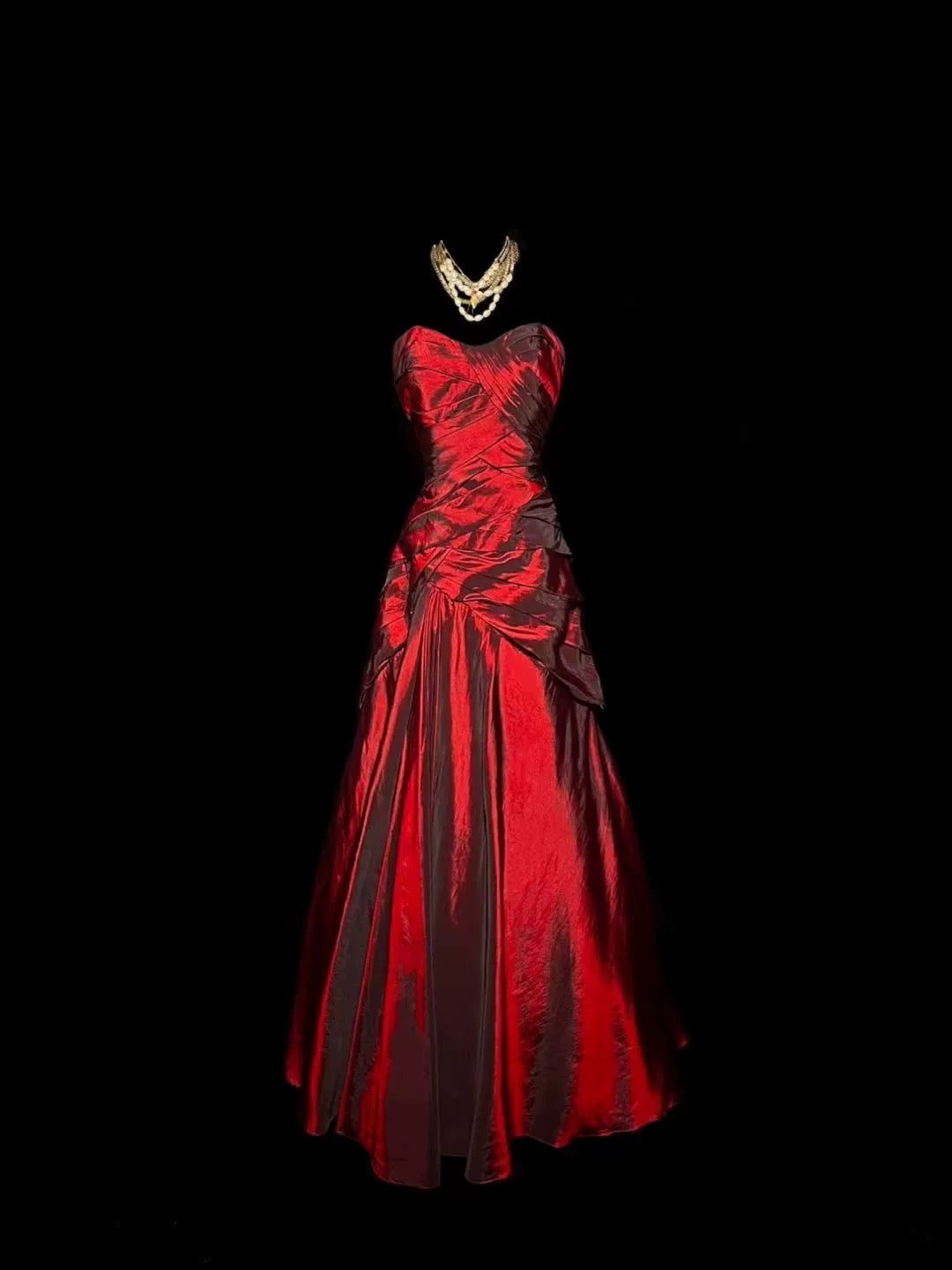 Gorgeous Mermaid Sweetheart Red Taffeta Long Evening Dress Prom Dresses