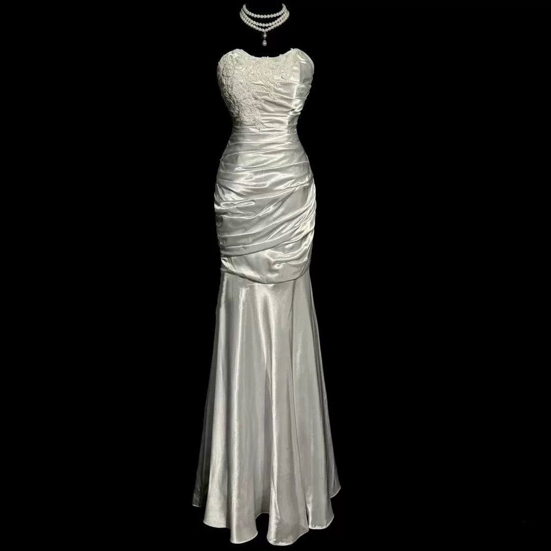 Classy Mermaid Sweetheart Lace Ivory Long Evening Gowns Prom Dress