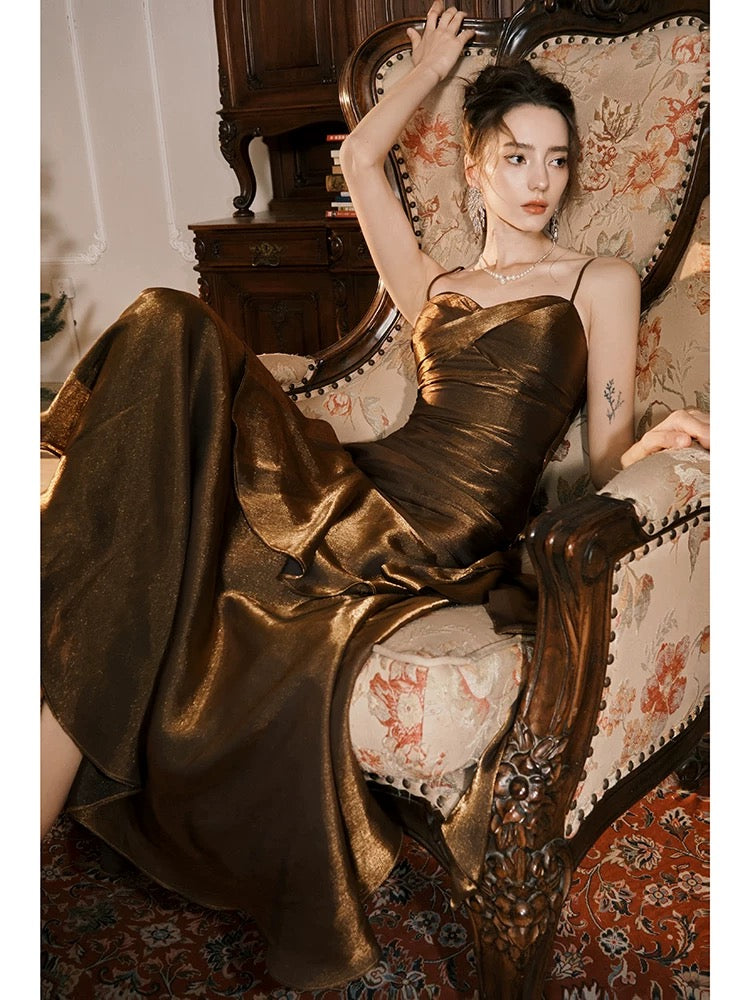 Retro Mermaid Spaghetti Straps Long Length Evening Dress Prom Dresses