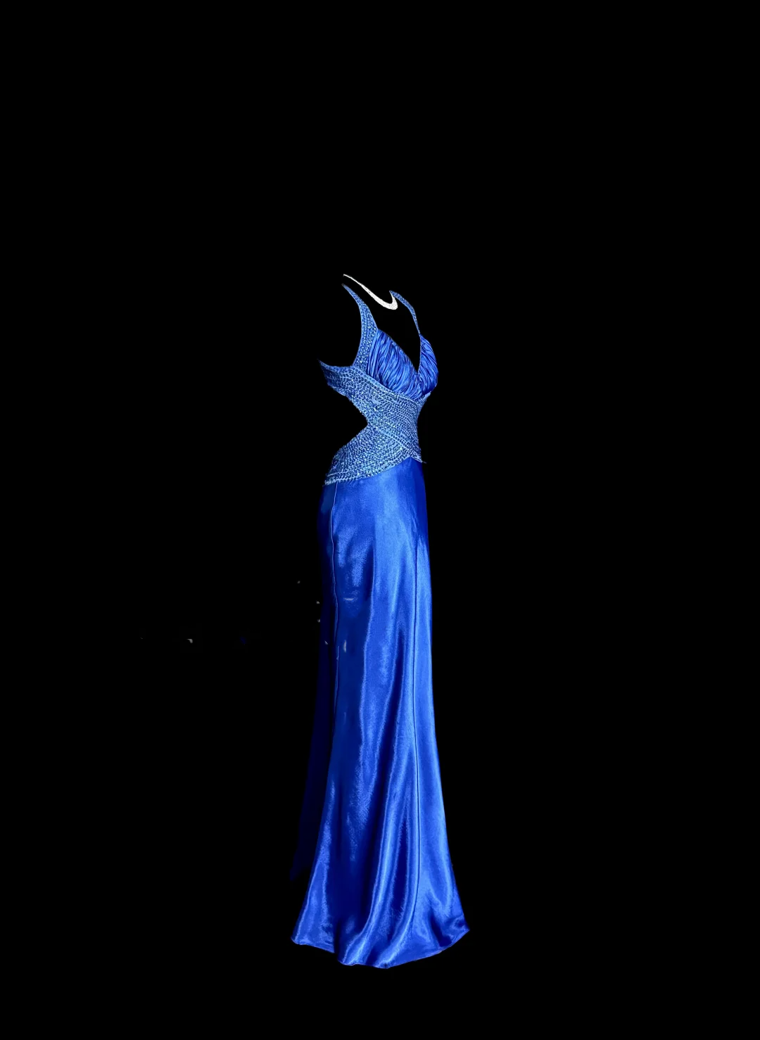 Vintage Mermaid Sweetheart Neckline Royal Blue Satin Backless Prom Gown Fairy Prom Dresses - View 3 | FashionDia