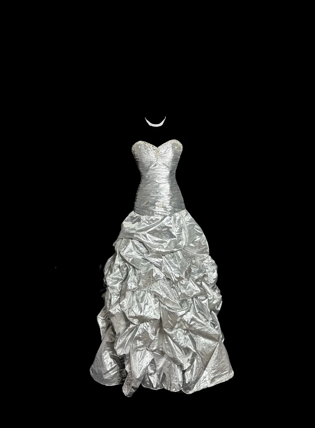 Aesthetic Mermaid Sweetheart Neckline Gray Taffeta Prom Dress Ruffle Long Party Dress - FashionDia