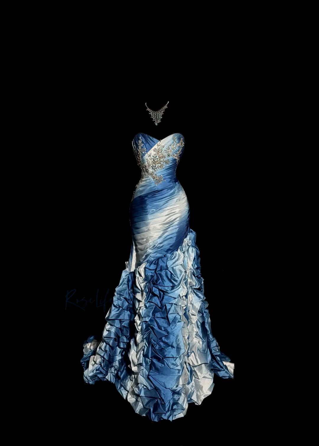Vintage Mermaid Sweetheart Sleeveless Long Blue Prom Gown Fairy Prom Dresses - FashionDia