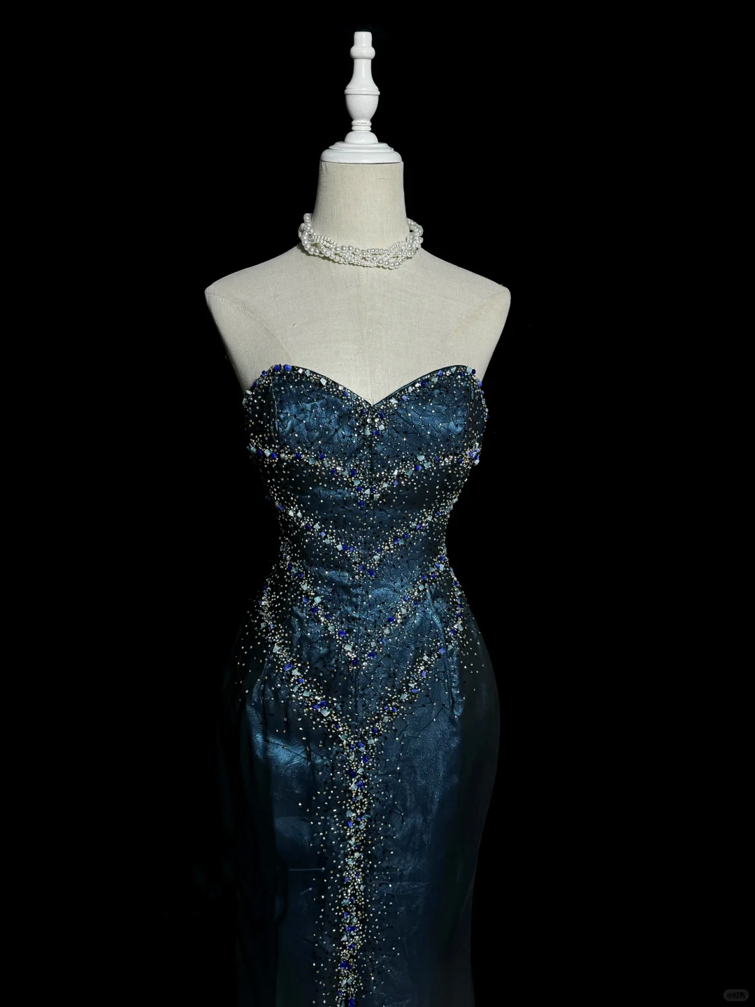Vintage Mermaid Sweetheart Sleeveless Long Blue Slit Prom Gown Fairy Prom Dresses - View 4 | FashionDia