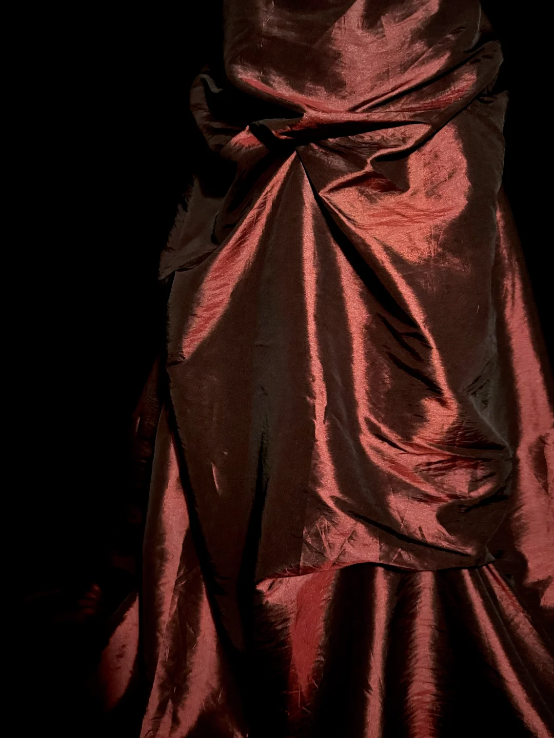 Aesthetic Ball Gown Strapless Burgundy Taffeta Prom Dress Ruffle Long Party Dress - View 6 | FashionDia