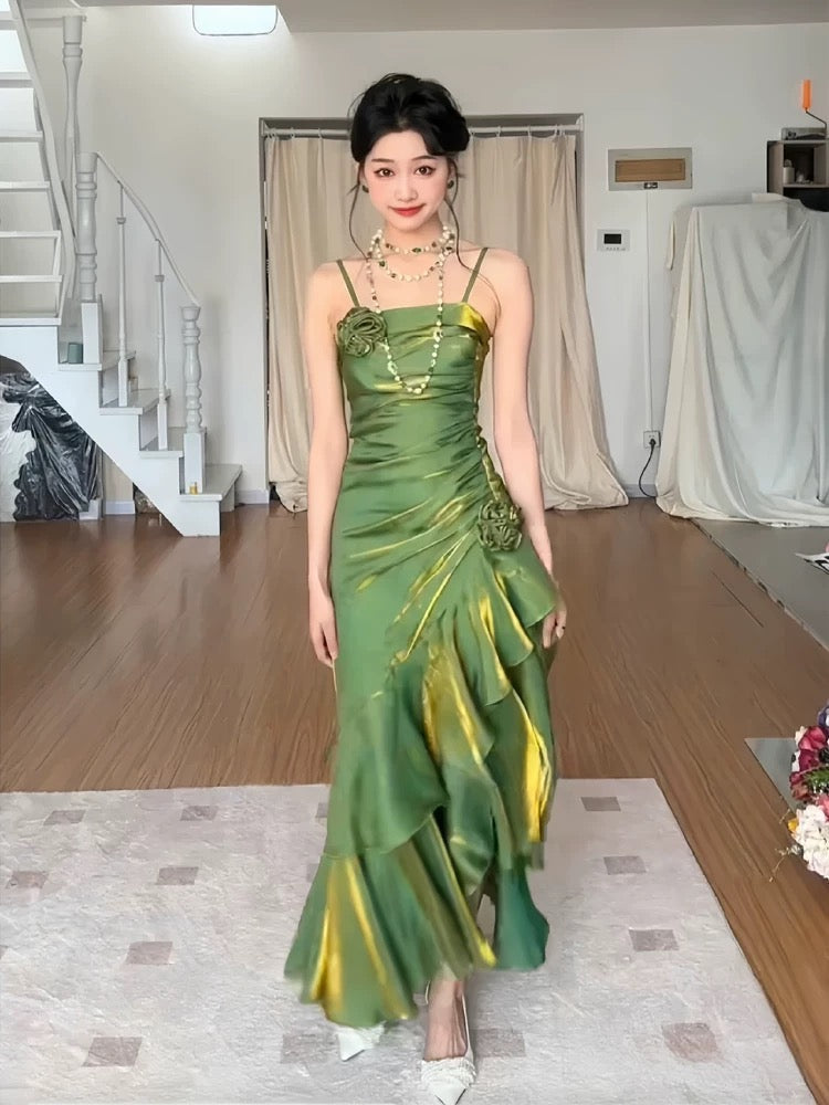 Vintage Mermaid Spaghetti Straps Long Party Dresses Birthday Outfits - View 5 | FashionDia