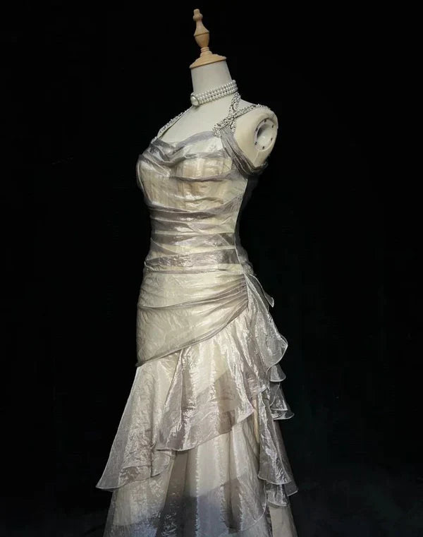 Retro Mermaid Long Prom Dresses New Long Evening Gowns
