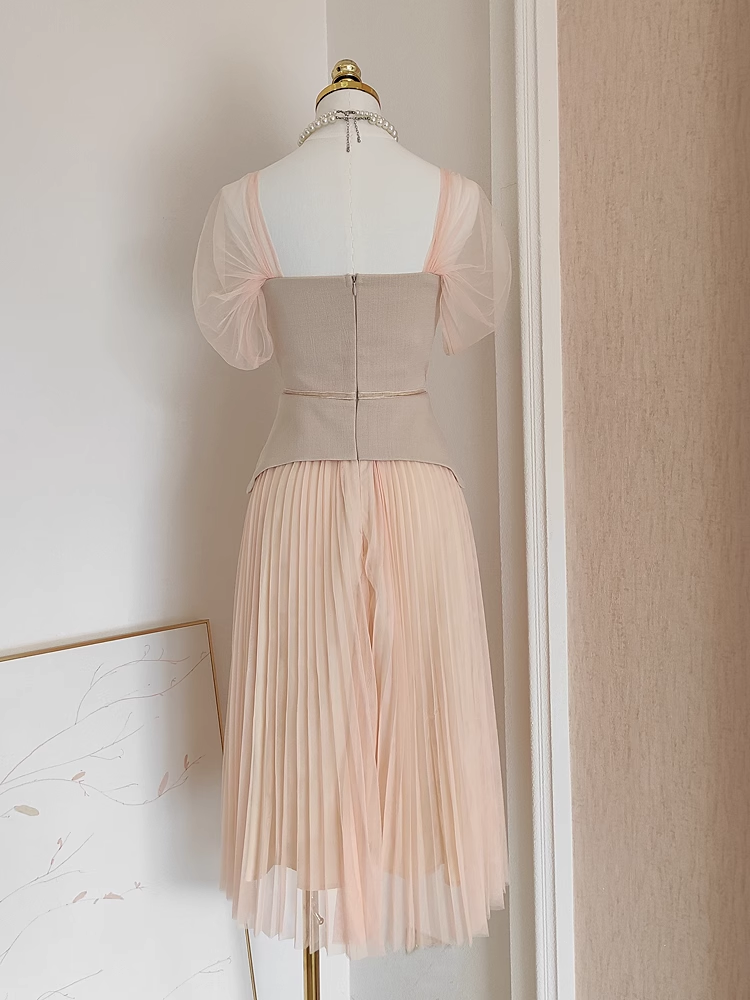 Sexy A-Line Square Neckline Short Sleeves Party Dress Holiday Birthday Dresses - View 3 | FashionDia