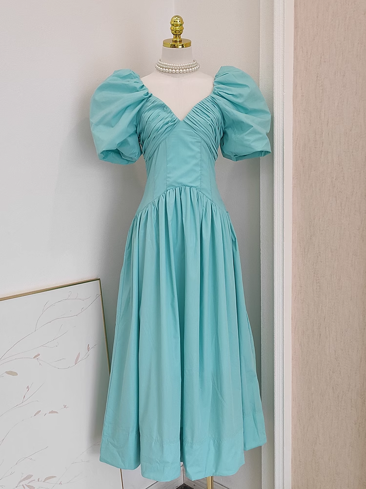 Simple A Line V Neckline Blue Satin Homecoming Dresses Birthday Outfits With Ruffles